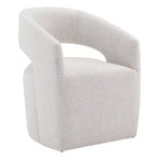 Modern Barrel Dining Chair with Caster Wheels and Open Back - No Assembly Required