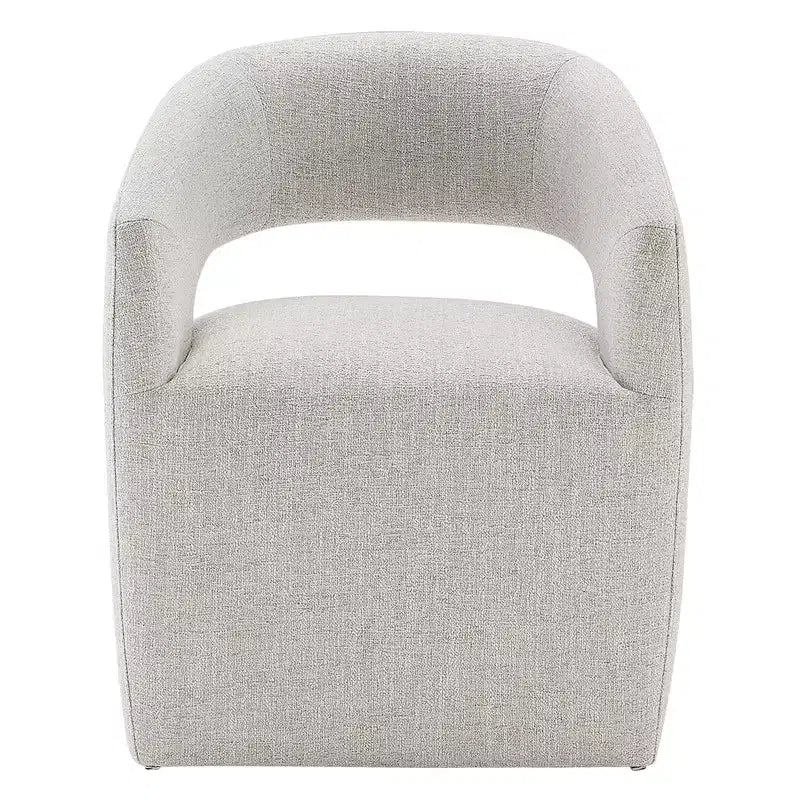 Modern Barrel Dining Chair with Caster Wheels and Open Back - No Assembly Required