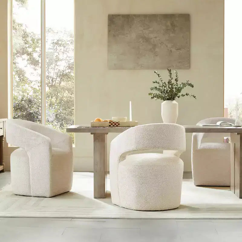 Modern Barrel Dining Chair with Caster Wheels and Open Back - No Assembly Required