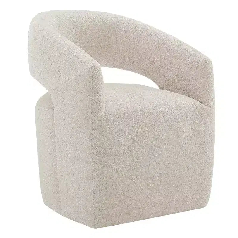 Modern Barrel Dining Chair with Caster Wheels and Open Back - No Assembly Required