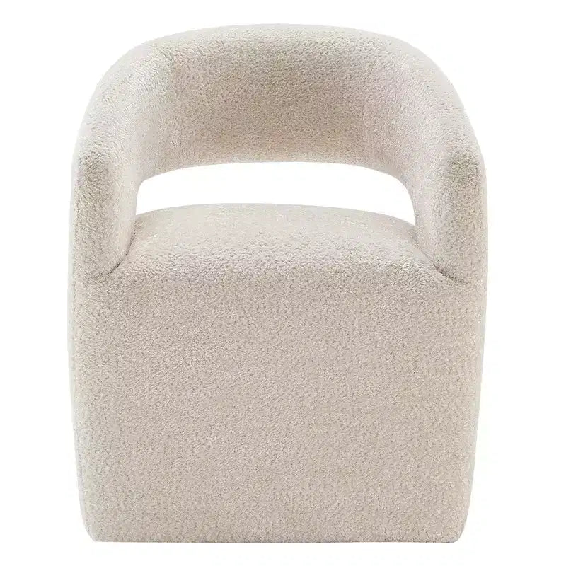 Modern Barrel Dining Chair with Caster Wheels and Open Back - No Assembly Required