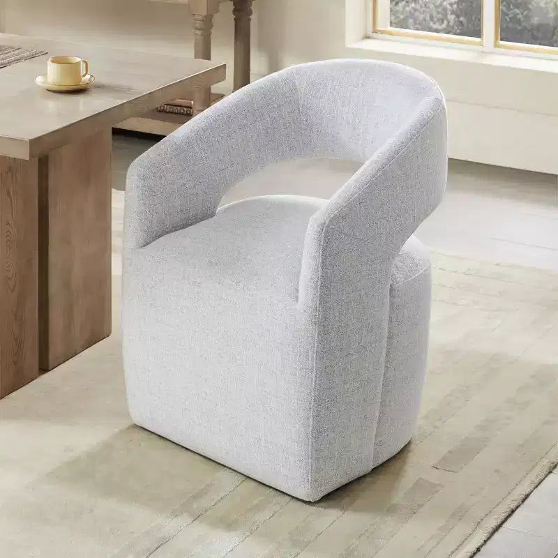 Modern Barrel Dining Chair with Caster Wheels and Open Back - No Assembly Required