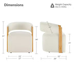 Upholstered Dining Chair with Wood Armrests and Hidden Wheels