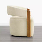 Upholstered Dining Chair with Wood Armrests and Hidden Wheels