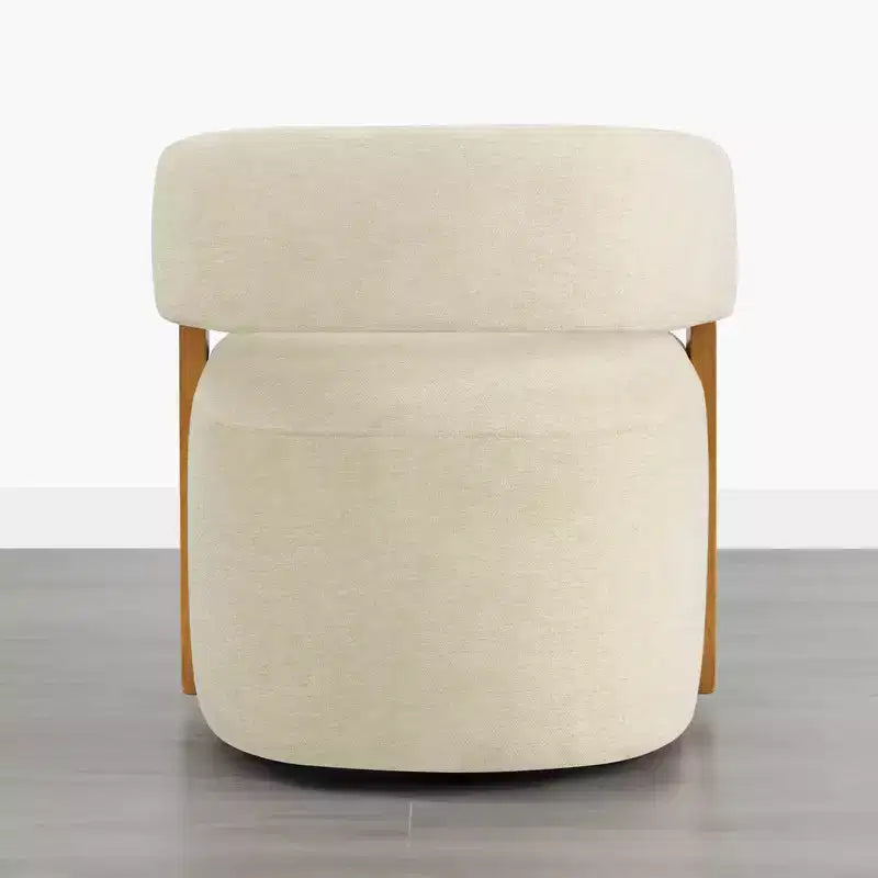 Upholstered Dining Chair with Wood Armrests and Hidden Wheels
