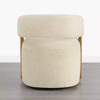 Upholstered Dining Chair with Wood Armrests and Hidden Wheels