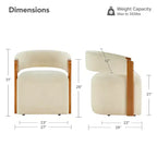 Upholstered Dining Chair with Wood Armrests and Hidden Wheels