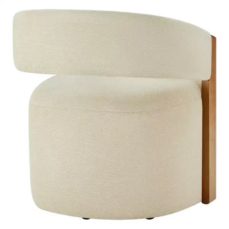 Upholstered Dining Chair with Wood Armrests and Hidden Wheels
