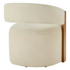 Upholstered Dining Chair with Wood Armrests and Hidden Wheels