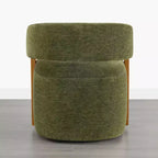 Upholstered Dining Chair with Wood Armrests and Hidden Wheels