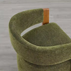 Upholstered Dining Chair with Wood Armrests and Hidden Wheels