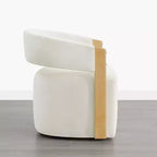 Upholstered Dining Chair with Wood Armrests and Hidden Wheels