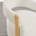 Upholstered Dining Chair with Wood Armrests and Hidden Wheels