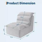 Bean Bag Chair, Lazy Floor Couch with High-Resilience Foam, Non-Slip Base, Beanbag Chairs for Adults, Fireside Chair for Living Room Bedroom