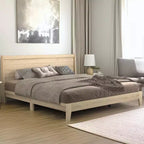 King Platform Bed with Integrated Headboard - Oslo Oak, 12-Piece LVL Slat System