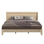 King Platform Bed with Integrated Headboard - Oslo Oak, 12-Piece LVL Slat System