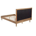 Queen Upholstered Platform Bed with Piano Key Headboard and Solid Pine Frame - Wheat