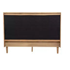 Queen Upholstered Platform Bed with Piano Key Headboard and Solid Pine Frame - Wheat