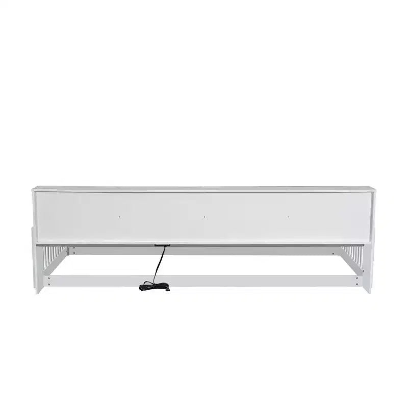 Kids Montessori Floor Bed with Bookcase, Charging Station and Guardrails - Twin XL, White
