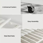 Twin Size Metal Daybed with Trundle, Floral Headboard and Heavy Duty Steel Slat Support