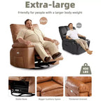 Oversized Recliner Chair with Heat and Massage - 360° Swivel, Manual Rocking, Faux Leather