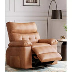Oversized Recliner Chair with Heat and Massage - 360° Swivel, Manual Rocking, Faux Leather