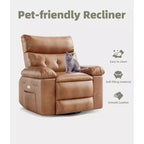 Oversized Recliner Chair with Heat and Massage - 360° Swivel, Manual Rocking, Faux Leather