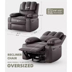 Oversized Recliner Chair with Heat and Massage - 360° Swivel, Manual Rocking, Faux Leather