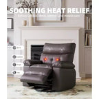 Oversized Recliner Chair with Heat and Massage - 360° Swivel, Manual Rocking, Faux Leather