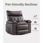 Oversized Recliner Chair with Heat and Massage - 360° Swivel, Manual Rocking, Faux Leather