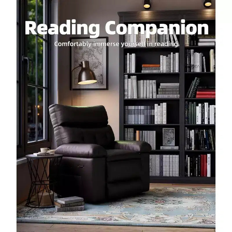 Oversized Recliner Chair with Heat and Massage - 360° Swivel, Manual Rocking, Faux Leather