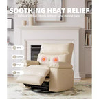 Oversized Recliner Chair with Heat and Massage - 360° Swivel, Manual Rocking, Faux Leather