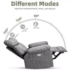 Oversized Recliner Chair with Heat and Massage - 360° Swivel, Manual Rocking, Faux Leather