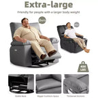 Oversized Recliner Chair with Heat and Massage - 360° Swivel, Manual Rocking, Faux Leather