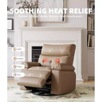 Oversized Recliner Chair with Heat and Massage - 360° Swivel, Manual Rocking, Faux Leather