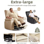 Oversized Recliner Chair with Heat and Massage - 360° Swivel, Manual Rocking, Faux Leather