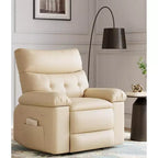 Oversized Recliner Chair with Heat and Massage - 360° Swivel, Manual Rocking, Faux Leather