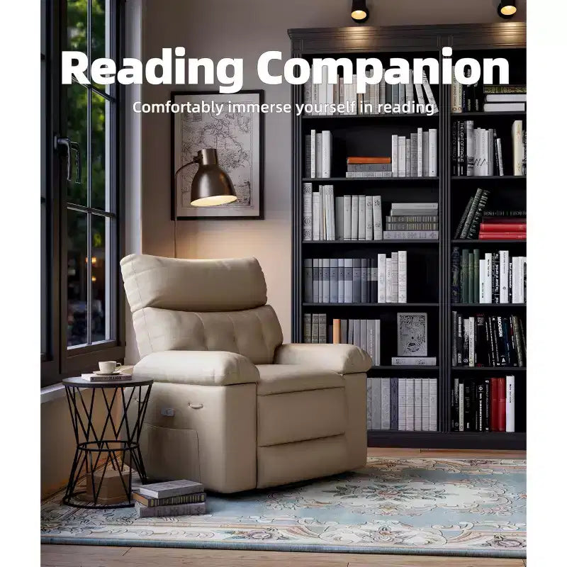 Oversized Recliner Chair with Heat and Massage - 360° Swivel, Manual Rocking, Faux Leather