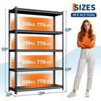 5-Tier Storage Shelves,Steel Garage Shelving Unit,Adjustable Industrial Rack,Matte Metal Standing Shelf for Warehouse,Basement,Kitchen,Workshop