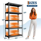 5-Tier Storage Shelves,Steel Garage Shelving Unit,Adjustable Industrial Rack,Matte Metal Standing Shelf for Warehouse,Basement,Kitchen,Workshop