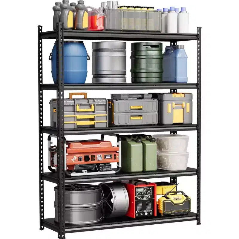 5-Tier Storage Shelves,Steel Garage Shelving Unit,Adjustable Industrial Rack,Matte Metal Standing Shelf for Warehouse,Basement,Kitchen,Workshop