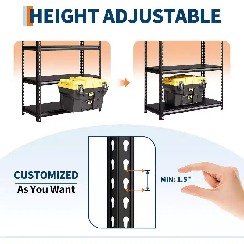 5-Tier Storage Shelves,Steel Garage Shelving Unit,Adjustable Industrial Rack,Matte Metal Standing Shelf for Warehouse,Basement,Kitchen,Workshop