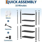 5-Tier Storage Shelves,Steel Garage Shelving Unit,Adjustable Industrial Rack,Matte Metal Standing Shelf for Warehouse,Basement,Kitchen,Workshop