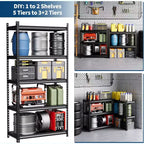 5-Tier Storage Shelves,Steel Garage Shelving Unit,Adjustable Industrial Rack,Matte Metal Standing Shelf for Warehouse,Basement,Kitchen,Workshop