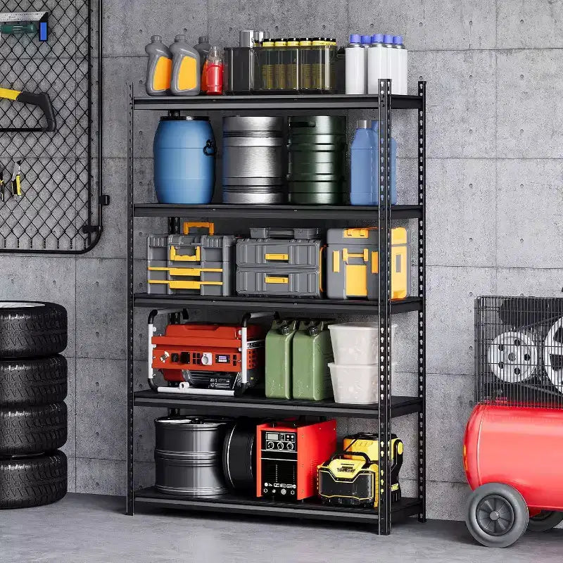 5-Tier Storage Shelves,Steel Garage Shelving Unit,Adjustable Industrial Rack,Matte Metal Standing Shelf for Warehouse,Basement,Kitchen,Workshop
