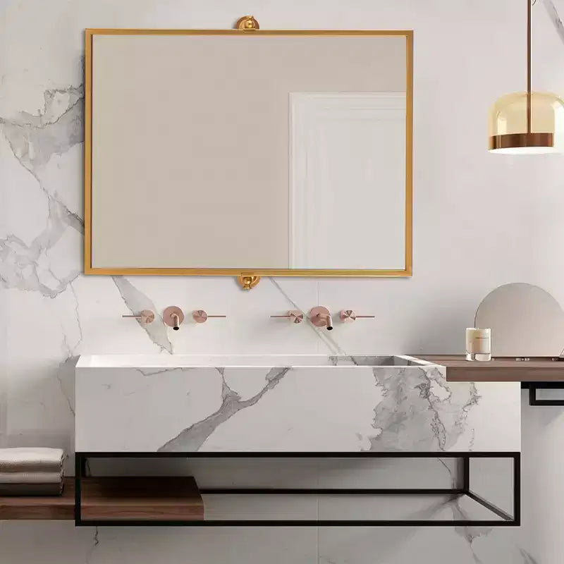 39x30" Iron Right Angle Rectangle Hanging Mirror - Black Grid