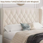 Luxury Upholstered Platform Bed Frame with Adjustable Headboard - Velvet Fabric & Wood Slat Support