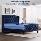 Luxury Upholstered Platform Bed Frame with Adjustable Headboard - Velvet Fabric & Wood Slat Support