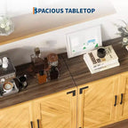 31.5" Farmhouse Storage Cabinet - Coffee Bar Console with Adjustable Shelf & Doors for Kitchen, Living Room in Black Brown