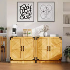 31.5" Farmhouse Storage Cabinet - Coffee Bar Console with Adjustable Shelf & Doors for Kitchen, Living Room in Black Brown